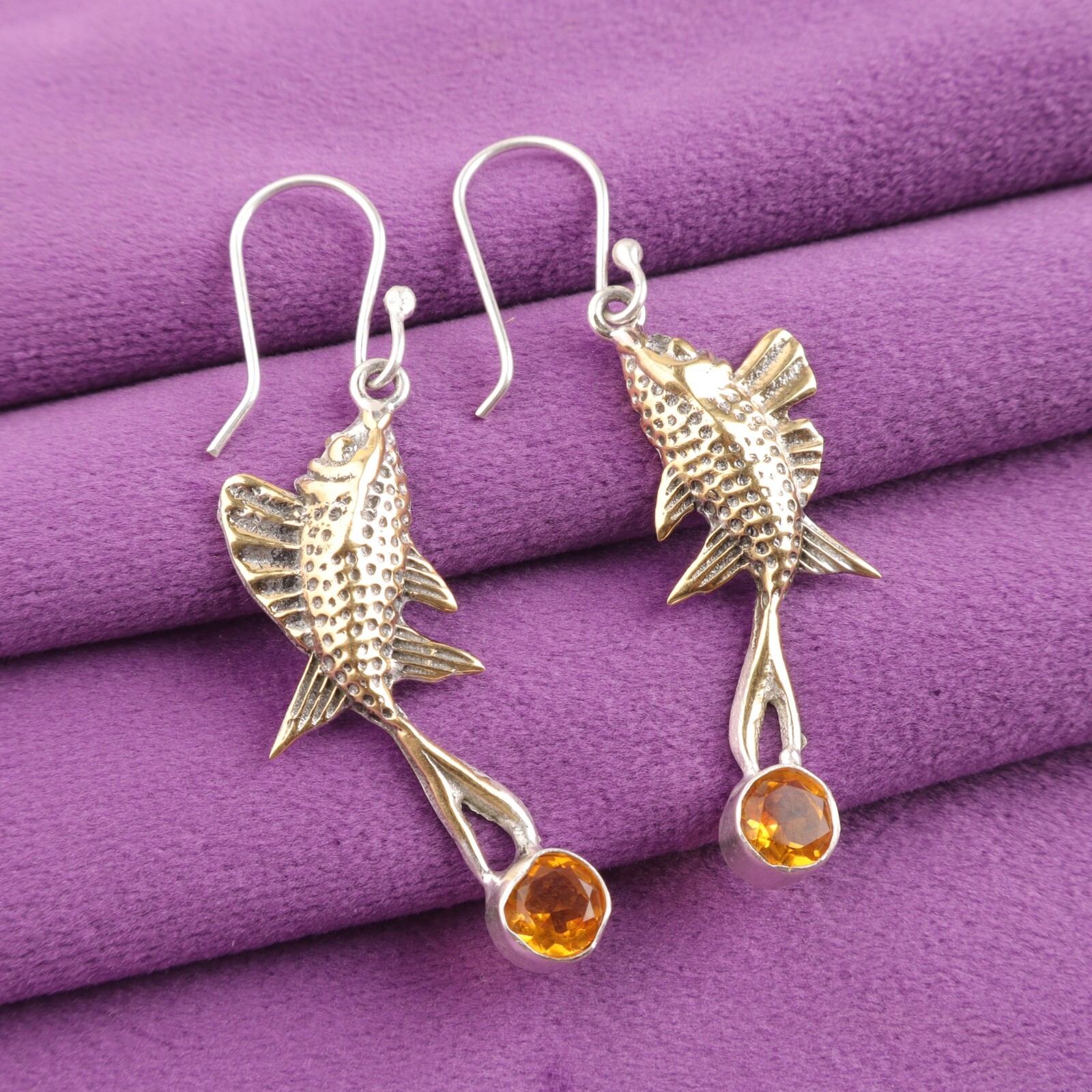 Women’s Day Sale: Sterling Silver Citrine Drop Dangle Earrings for Her
