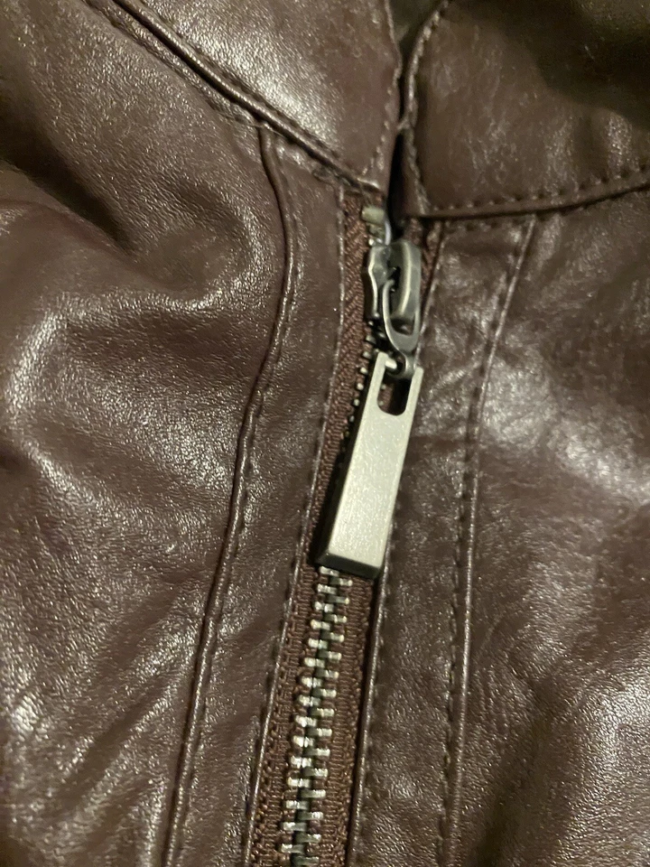 Apt 9 Faux Brown Leather Jacket Womens Size Large Moto - Image 3 of 4