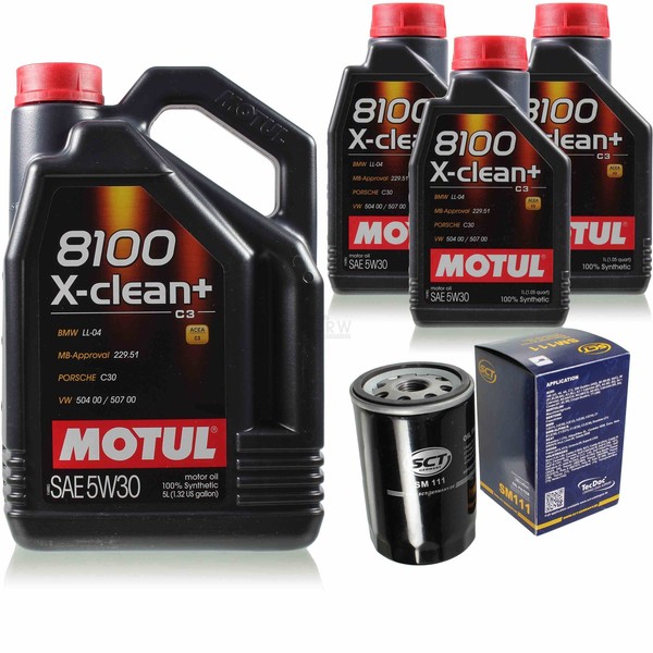 8L Inspektionspaket Set Motul 8100 X-Clean+ 5W-30 MotoröL SCT Filter 11379153-image