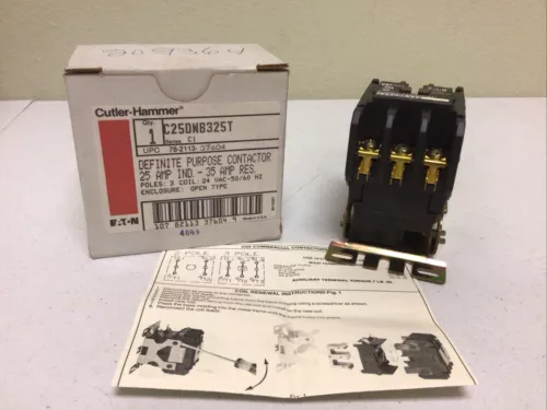 NEW, CUTLER HAMMER EATON C25DNB325T 3 POLE DEFINITE PURPOSE CONTACTOR SERIES C1