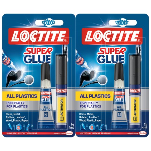 2 x Loctite Super Glue All Plastics Adhesive + Primer eBay