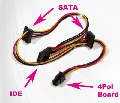 Lenovo 4Pol Stromkabel Stromversogungkabel 1xIDE 2xSATA Neu