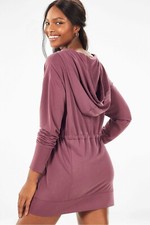 Fabletics Leah Athletic Full Zip Jacket Hood Long Sleeves Modal Blend Plum Med