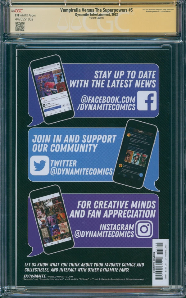 Vampirella Versus The Superpowers #5 Variante Virgen Firmada Jae Lee SS CGC 9.8 Foto 2 de 2