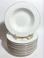 Retroneu - Calais 1998 - White w/ Gold Trim - 8 7/8” RIM SOUP BOWLS - 12 Avail