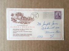 1932 3c DANIEL WEBSTER SESQUICENTENNIAL 725 Birthplace FDC 