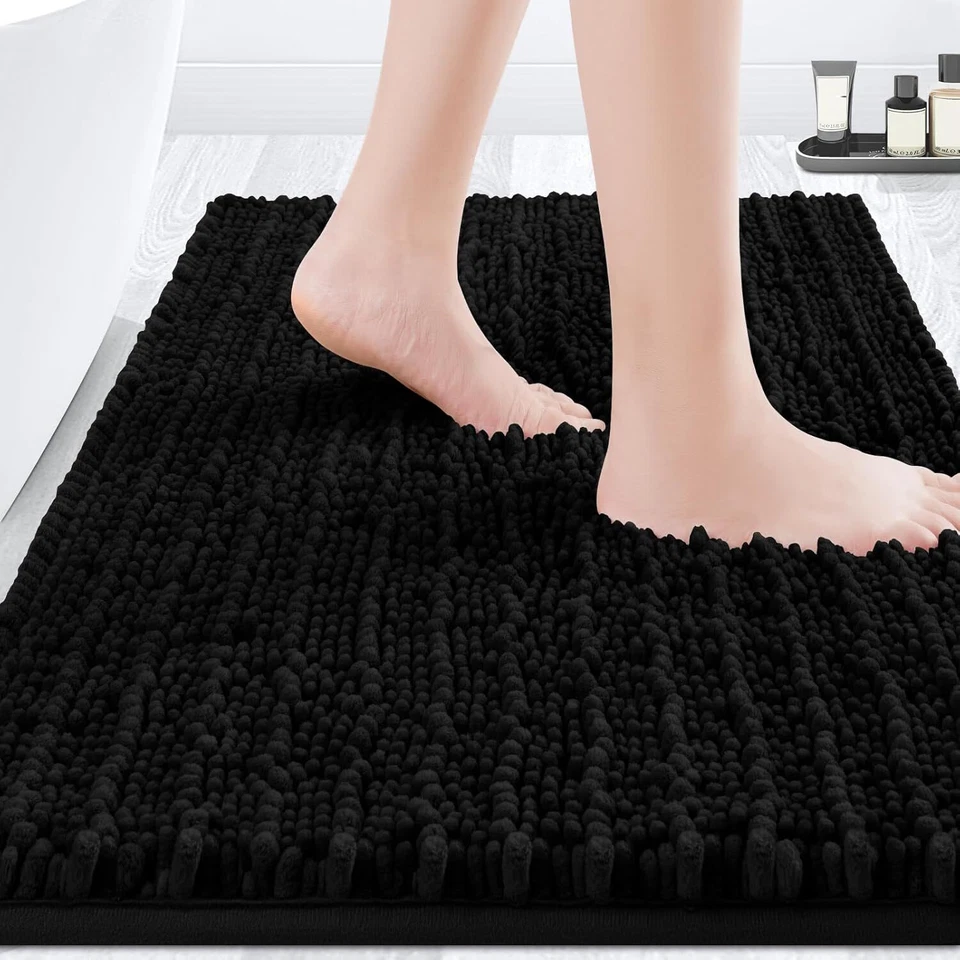 Soft Chenille Bathroom Rug Bath Mat Non-Slip Absorbent Washable Toilet Floor Mat - Image 2 of 4