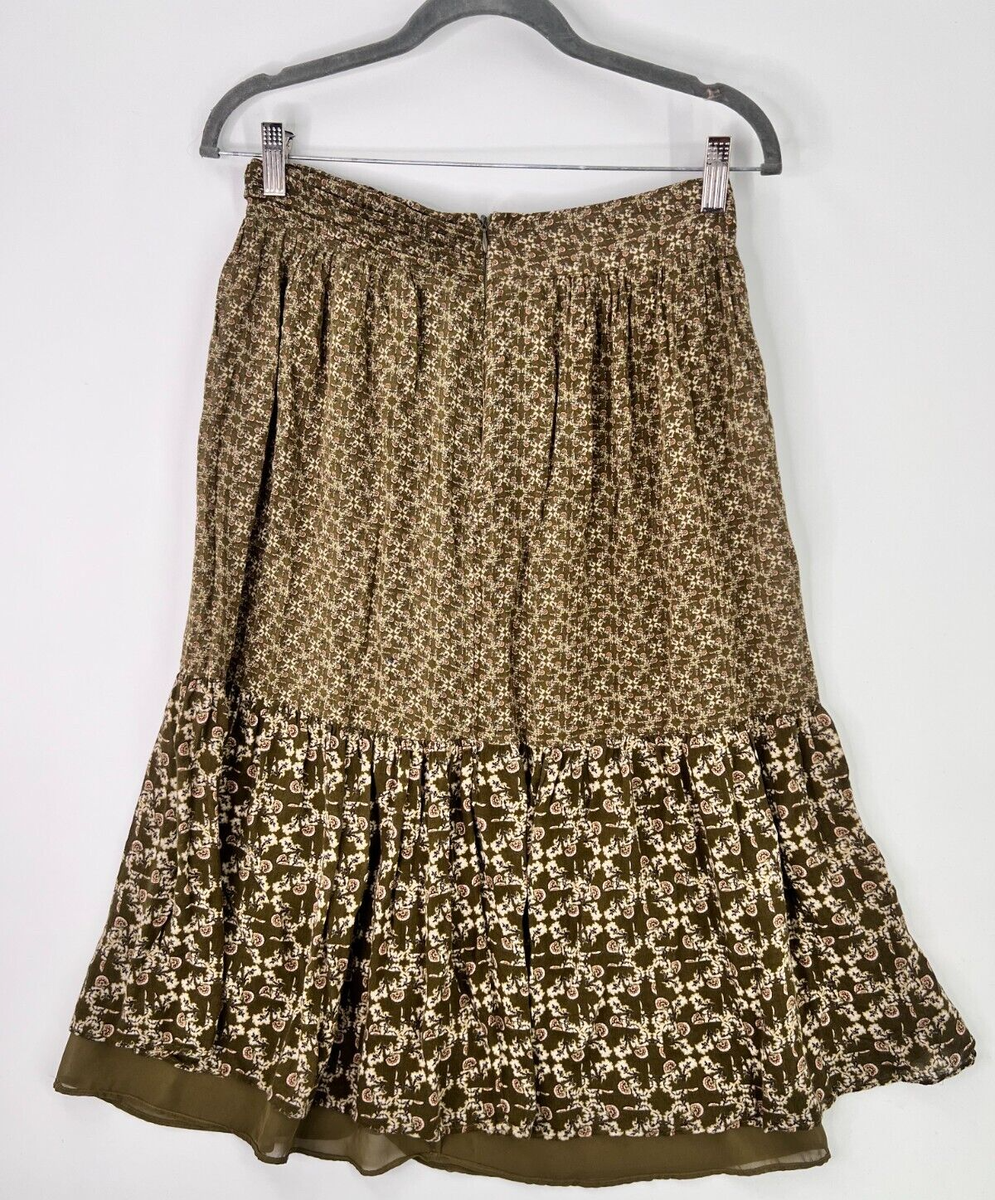 【Massimo Dutti】Ruffled floral print skirt Massimo Dutti Viscose Wool Blend Floral Print Pleated Midi