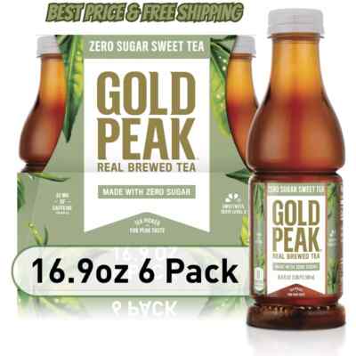 Gold Peak Zero Sugar Diet Iced Tea Drink, 16.9 Fl Oz, 6 Pack