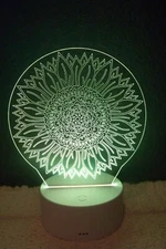 Sunflower Acrylic light up decor with stand & color changing remote, 7-3/4"