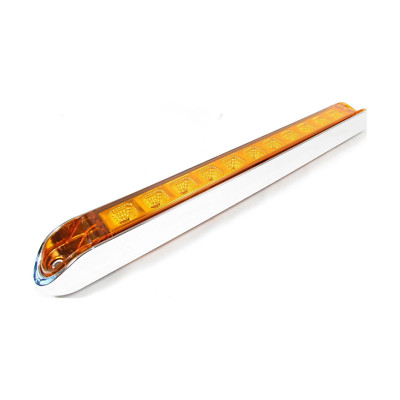 Fortpro 17-6/8'' x 2-1/8'' Red Led Light Bar with 11 LEDs, Clear Lens and Chromed