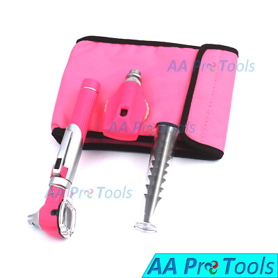 Ent Diagnostic Otoscope + Ophthalmoscope Pink + Extra Specula + Extra Bulbs