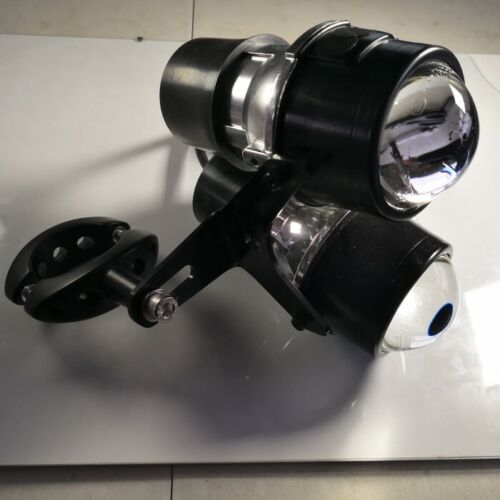 Twin Stack Projector Headlights Dip Low Main High Beam Kitcar Streetfighter Bike - Picture 1 of 3