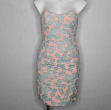 Anthro Hutch blue orange floral strapless dress 0