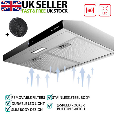 GASLAND 60cm Silver Slim Visor Cooker Hood Kitchen Extractor Fan ...