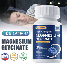Magnesium Glycinate 1330mg - 60 Capsules For Sleep Stress Relief Support Bone