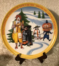 1977 Ronald McDonald Winter Season Christmas Melamine Plate 