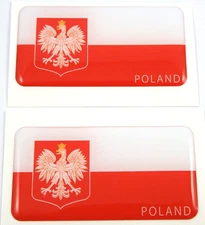Poland Polska flag domed decal 3D sticker emblem 2.6" se tof 1 or 2 