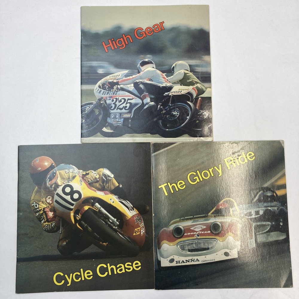 Vintage Racing 3 Booklet Lot Motorcycles Cars Troll Associates Cycle Chase
