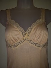 Vintage Olga Nude Beige Nylon Lace Bodice Slip Dress Lingerie S 32