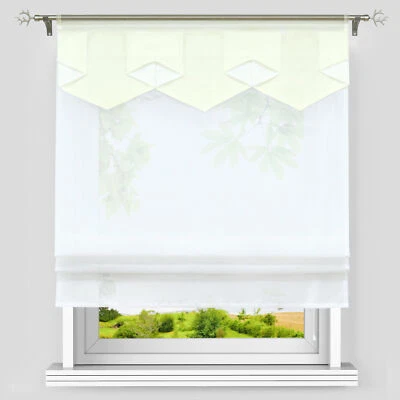 Raffrollo mit Tunnelzug Raffgardine Gardine Küche Fenstervorhang Weiß Kurzstore - Bild 1 von 4