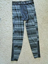 Men's LAYER 8 PERFORMANCE PRO Leggings NEW Black Gray Quick Dry Poly Spandex  M