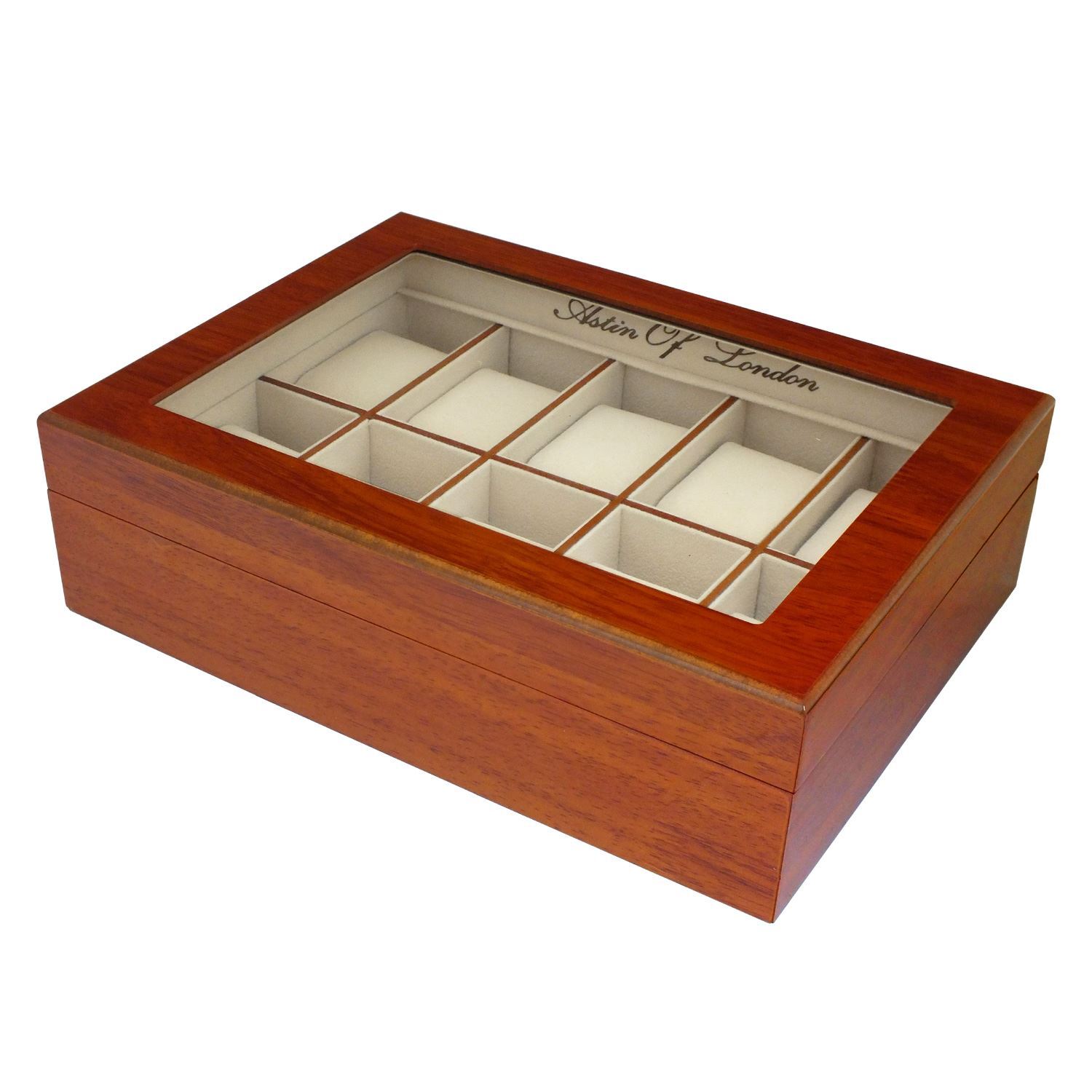 Astin Of London Wooden 10 Slot Watch Storage Box Display Case Watchbox