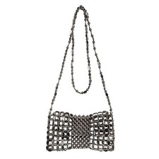 Metallic Beaded Sequin Crossbody Bag with Lining Acrylic Bead WOC Elegant...