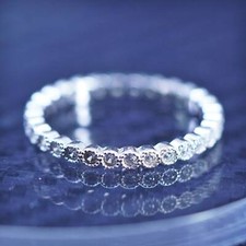 Size 8, vintage sterling silver 925 stackable band ring with cluster cz