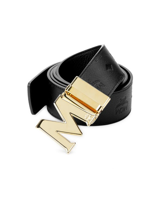 100% AUTHENTIC NEW MEN MCM BLACK LOGO EMBOSSED ACCENT MCM BELT ONE SIZE