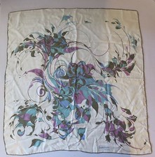 Vtg Jacqmar Beautiful 1960's Silk botanical Square Scarf