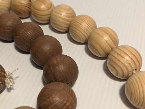 Large Natural Wood Beads Balls 1.25" Each Bead/Ball, Total 29 Beads, Length 35" - Picture 6 of 8