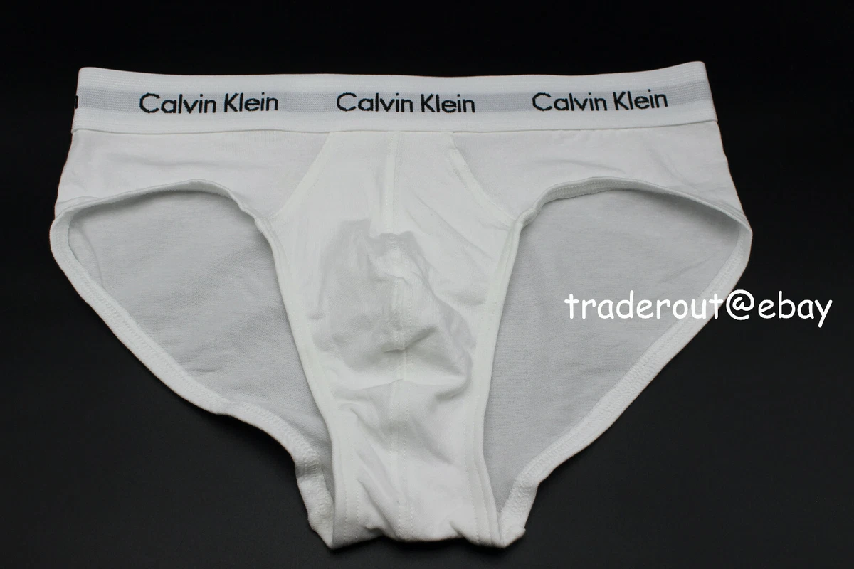 Calvin Klein CK men white cotton stretch hip brief underwear size