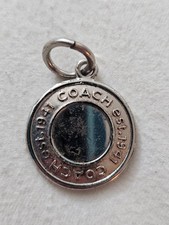 Vintage Coach Est. 1941 Silver Tone Round Medallion Bag Charm Hangtag