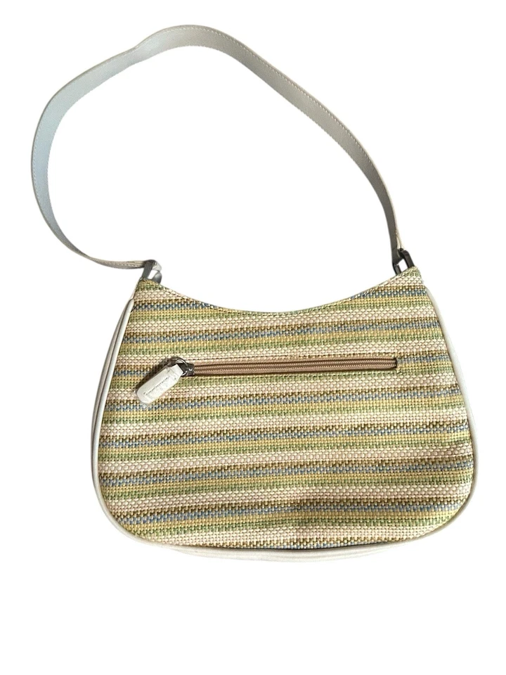 Bolso de Hombro Clásico Liz Claiborne Pasteles Imitación Cuero y Tejido de Yute Y2K Foto 3 de 4