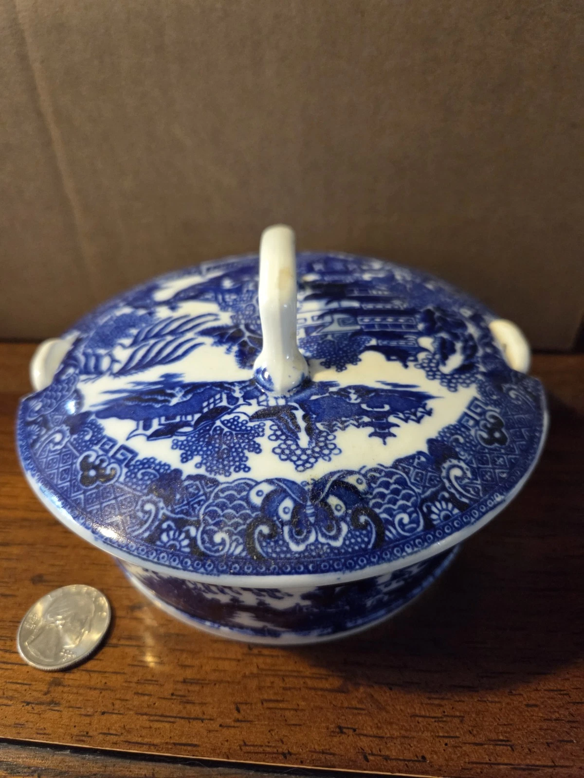 Grainger Worcester Blue Willow Butter Dish