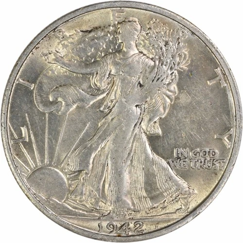 1942-S Walking Liberty Silver Half Dollar AU Slider Uncertified #1219