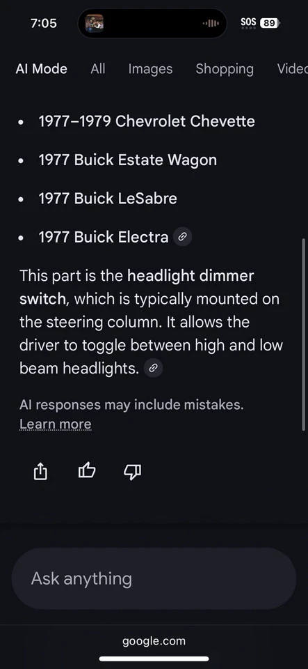 Nuevo interruptor atenuador de faros GM 1977-1978 Corvette Impala Bonneville Buick Olds Foto 3 de 4