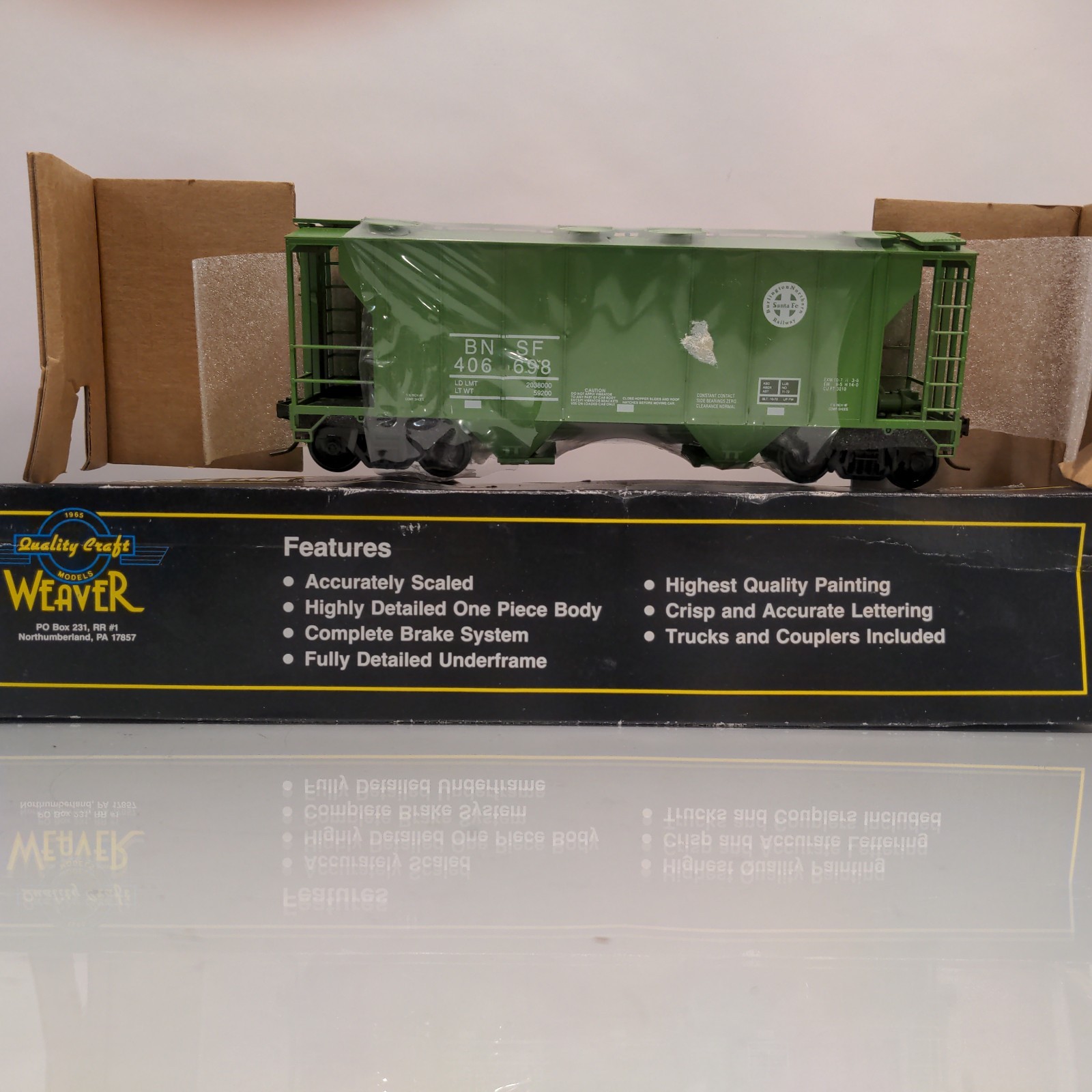 Weaver O Gauge BNSF PS-2 2 Bay Covered Hopper 406698 2-Rail