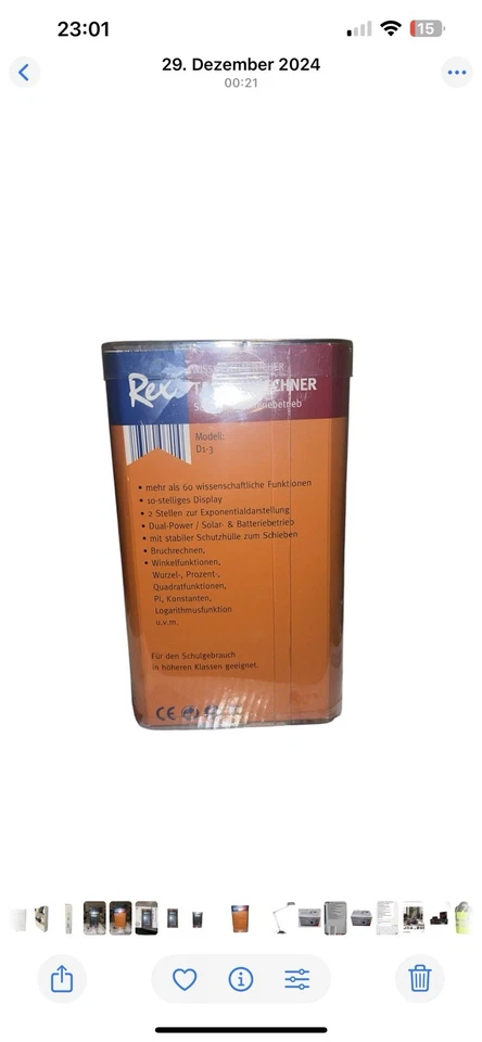 Rex  Modell D1-3 technisch wissenschaftlicher Taschenrechner Hochschule Hellblau - Bild 2 von 3