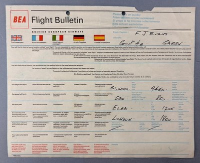 BEA British European Airways Flight Bulletin DH Comet 4B G-ARJN Airline Report
