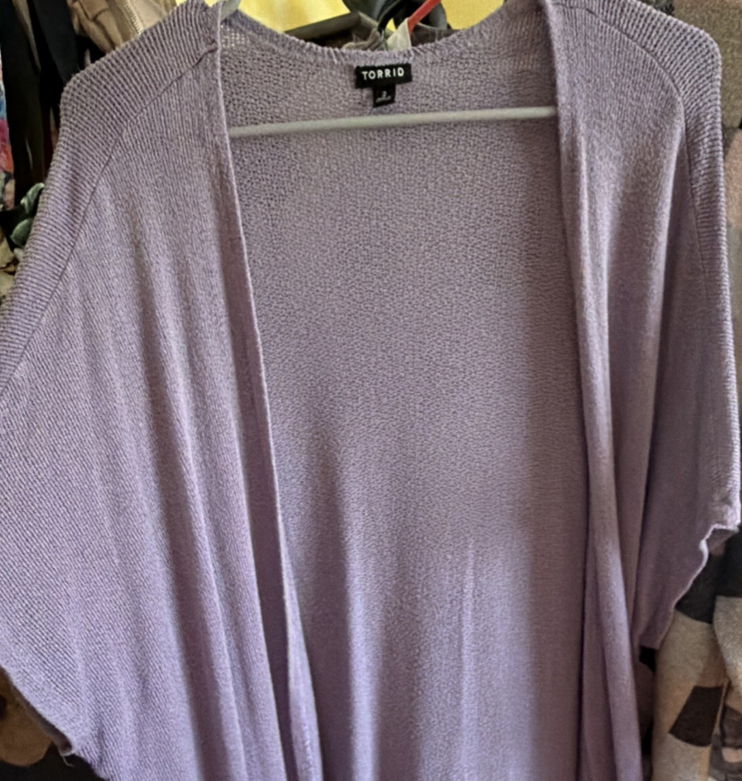 TORRID Women's Plus 2 Knit Cardigan Sweater Lavender Open Front Long Sleeve