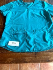 Scrubstar Ultimate Criss Cross Scrub Top Women XL Aqua Twill V Neck Medical