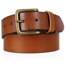 Men's Leather Belt Full Grain Leather Belts for Men Handmade Real Solid Top-G...