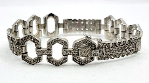 JENNA NICOLE Sterling Crystal Vintage-style Bracelet, -2 stones, 7.5"