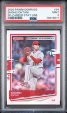 2020 PANINI DONRUSS VARIATION-CAREER STAT LINE #94 SHOHEI OHTANI 157/500 PSA 9