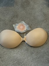 Sticky Bra Cup D Strapless Backless Adhesive Silicone Invisible Push Up Bra Nude