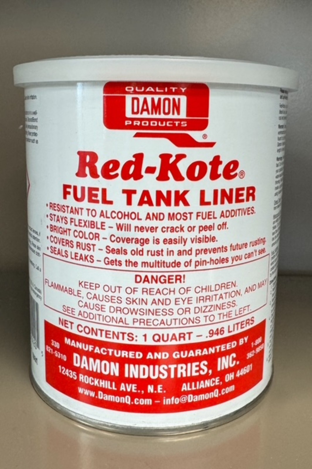 Red Kote 1 Quart Coat Gas Oil Diesel Fuel Tank Sealer Patch Engine Motorcycle