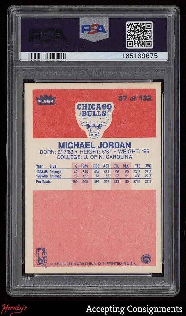 1986-87 Fleer #57 Michael Jordan RC Rookie PSA 7 NM BULLS HOF view 2