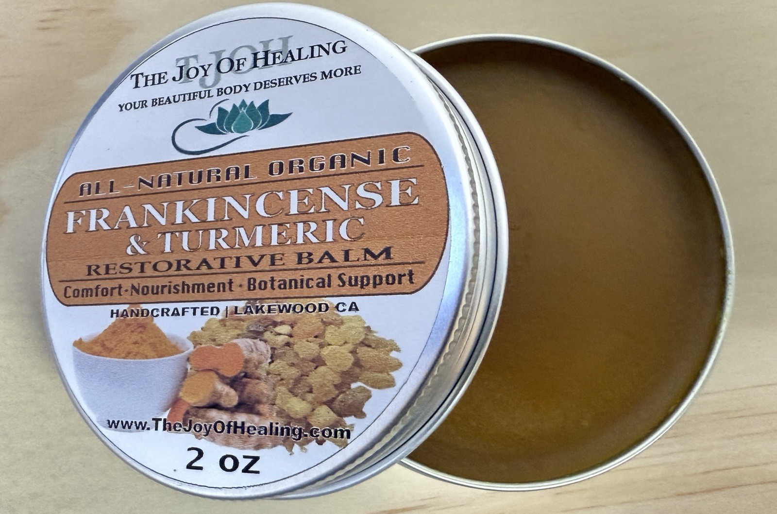 ALL NATURAL ORGANIC FRANKINCENSE & TURMERIC RESTORATIVE BALM